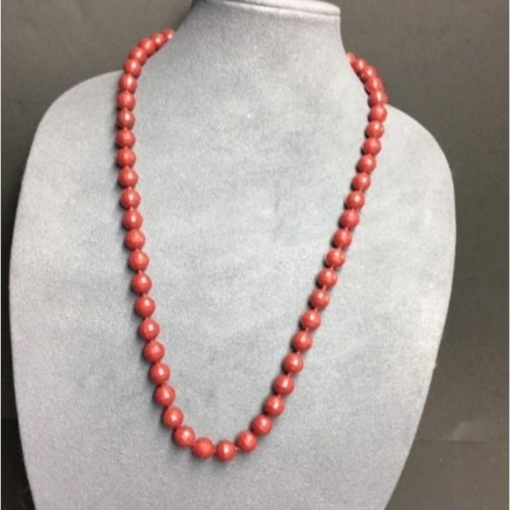 VTG Pop Bead Necklace Red Burgundy Faceted Adjustable Retro